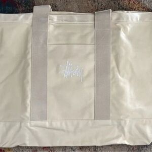 Stussy - Thick Extra Large Canvas Tote Bag with Interior Pocket - Cream